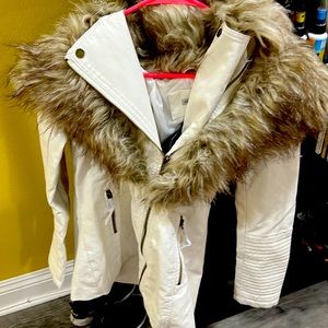 White leather jacket from fashion nova size small